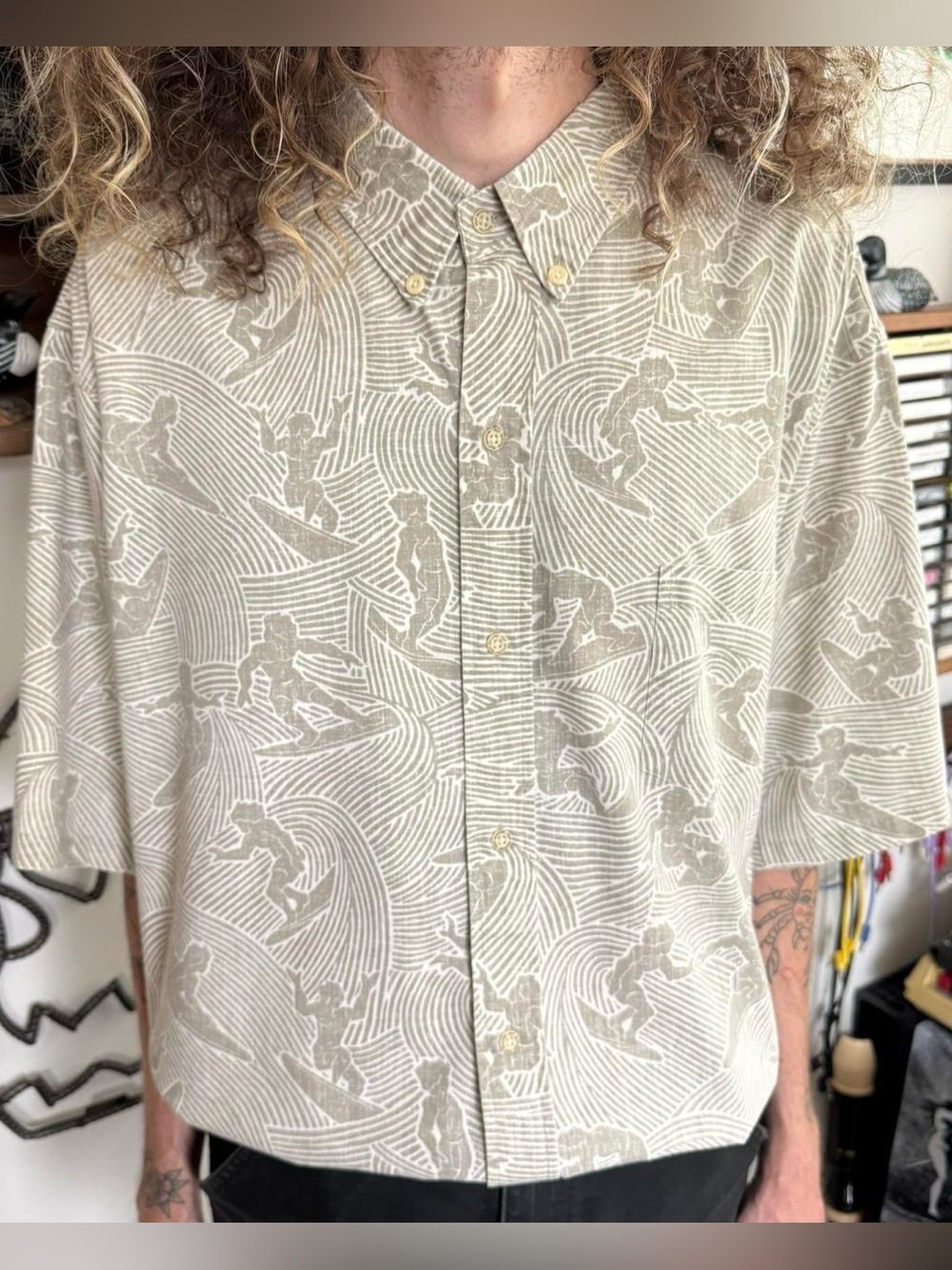 Vintage 80s 90s Reyn Spooner Hawaiian Surfer S/S Button Down Shirt ~ Size 3XL